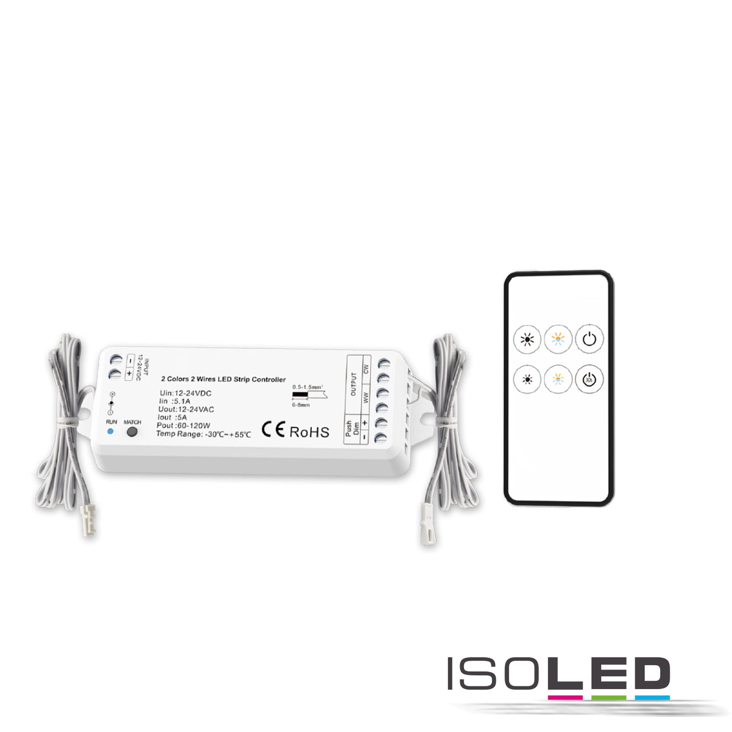 LED weißdynamischer Push/Funk PWM-Dimmer MiniAMP inkl. Fernbedienung 12-24V DC