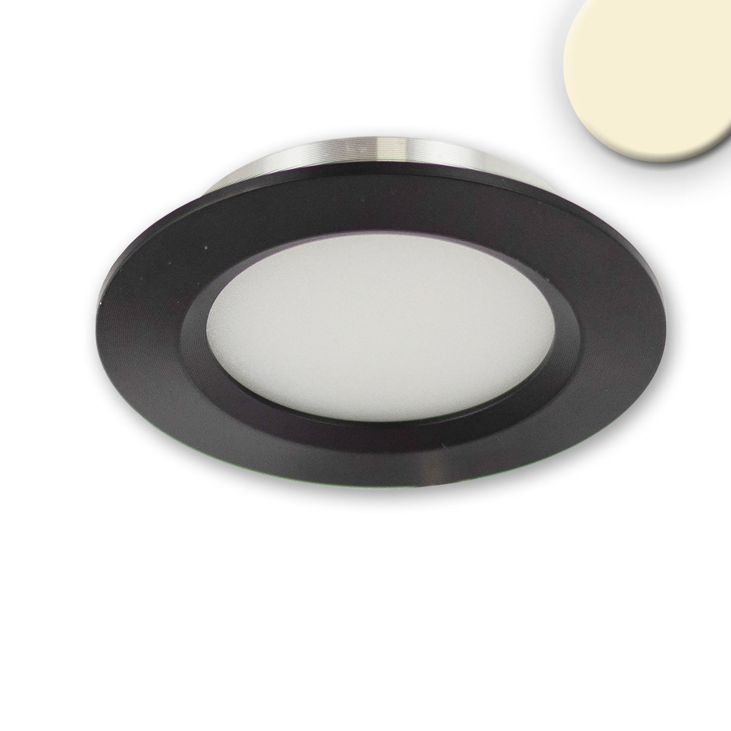 LED Möbeleinbaustrahler MiniAMP schwarz, rund, 3W, 120°, 24V DC, warmweiß 3000K, dimmbar - Lumimatic