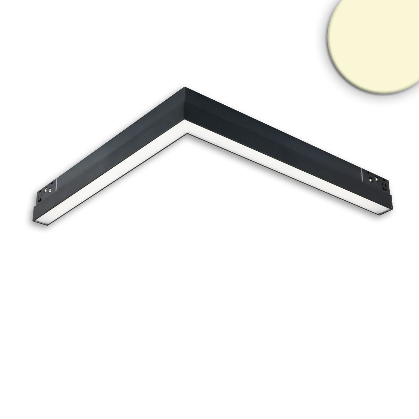 Track48 Eckleuchte 90° horizontal schwarz, 20W, 48V DC, 3000K, CRI90, DALI dimmbar - Lumimatic