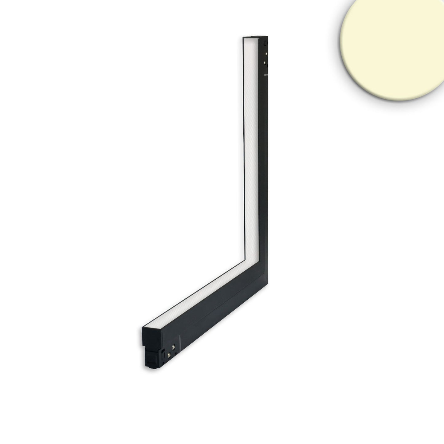 Track48 Eckleuchte vertikal schwarz, 20W, 120°, 48V, 3000K, CRI90, prismatisch, Line+, DALI dimmbar