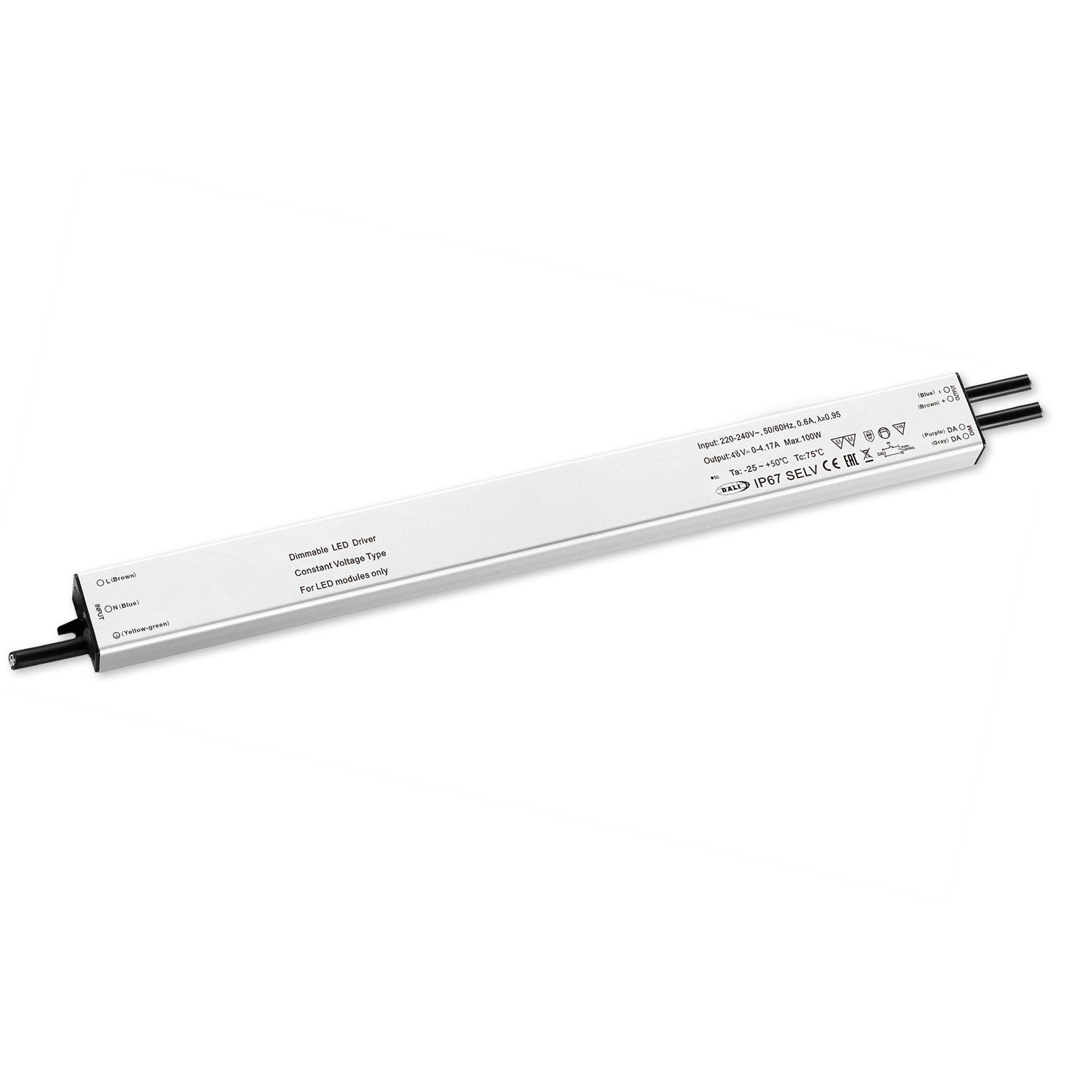 LED PWM-Trafo 48V/DC, 0-240W, slim, Push/DALI-2 dimmbar, IP67, SELV - Lumimatic