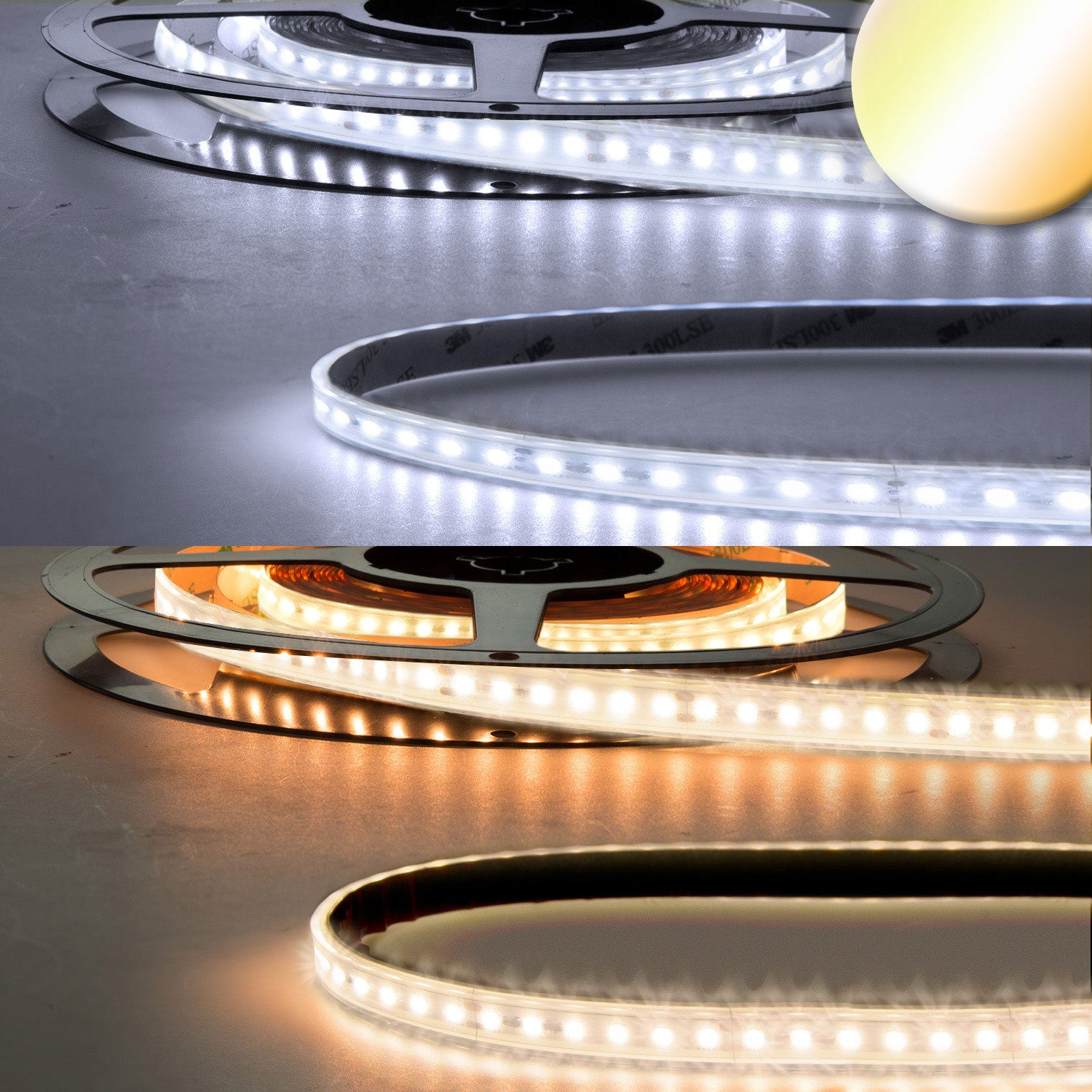 LED CRI923/950 CCT Flexband, 24V DC, 10W ww | 10W kw, IP68, 5m Rolle, 240 LED/m - Lumimatic