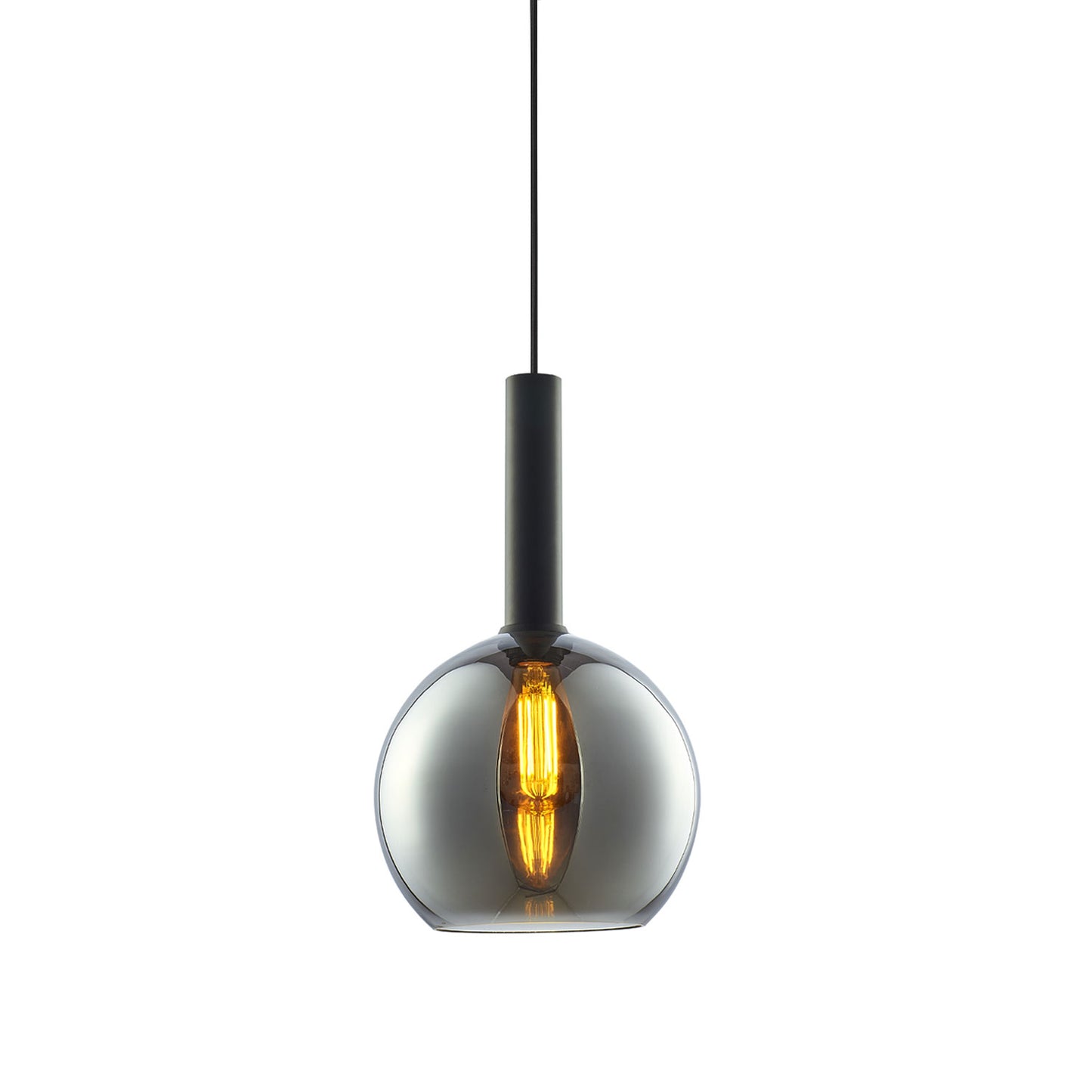 Pendelleuchte, black round Glas, E27, 25cm, 50-300cm, exkl. Leuchtmittel, exkl. Baldachin - Lumimatic