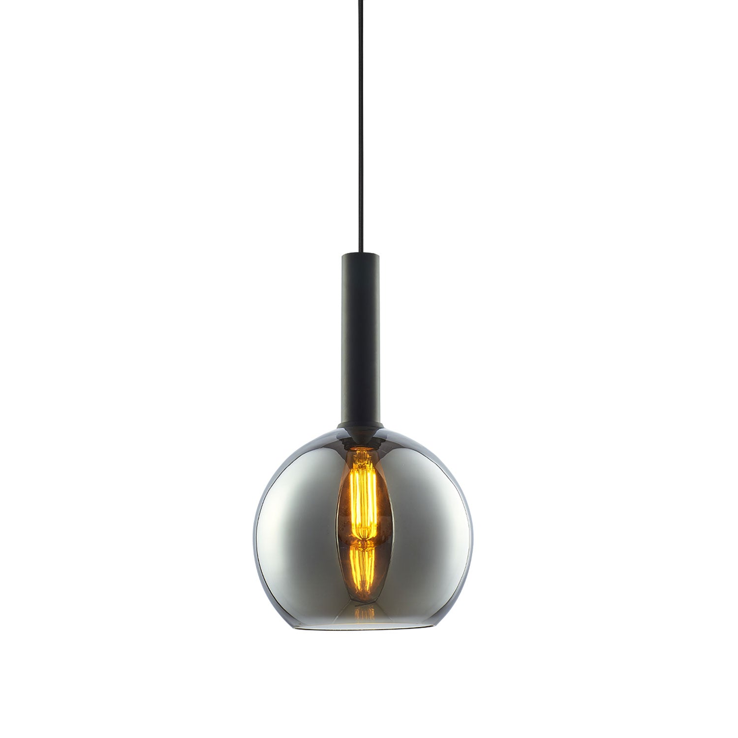 Pendelleuchte, black round Glas, E27, 25cm, 50-300cm, exkl. Leuchtmittel, exkl. Baldachin - Lumimatic