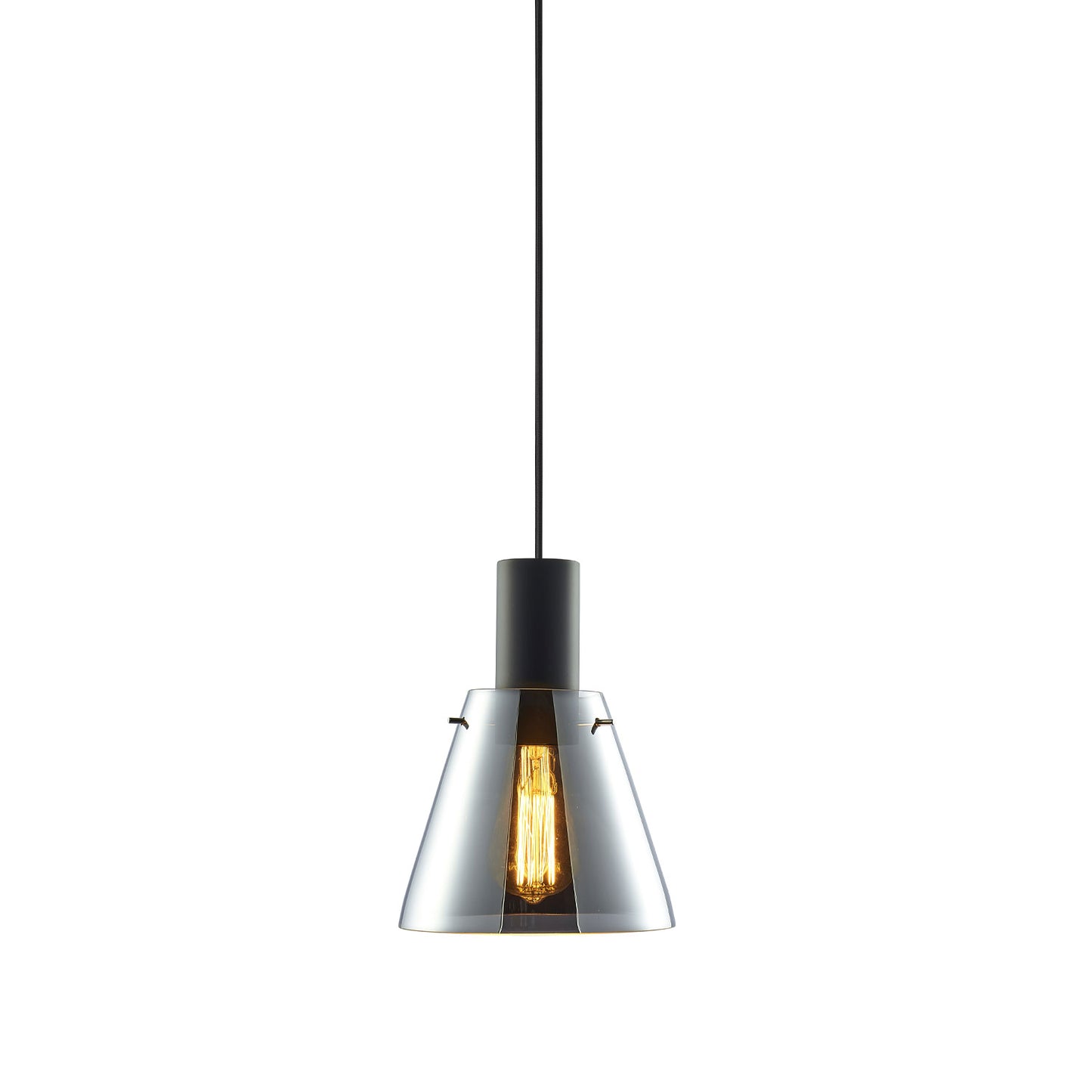 Pendelleuchte, black concave Glas, E27, 20cm, 50-300cm, exkl. Leuchtmittel, exkl. Baldachin - Lumimatic