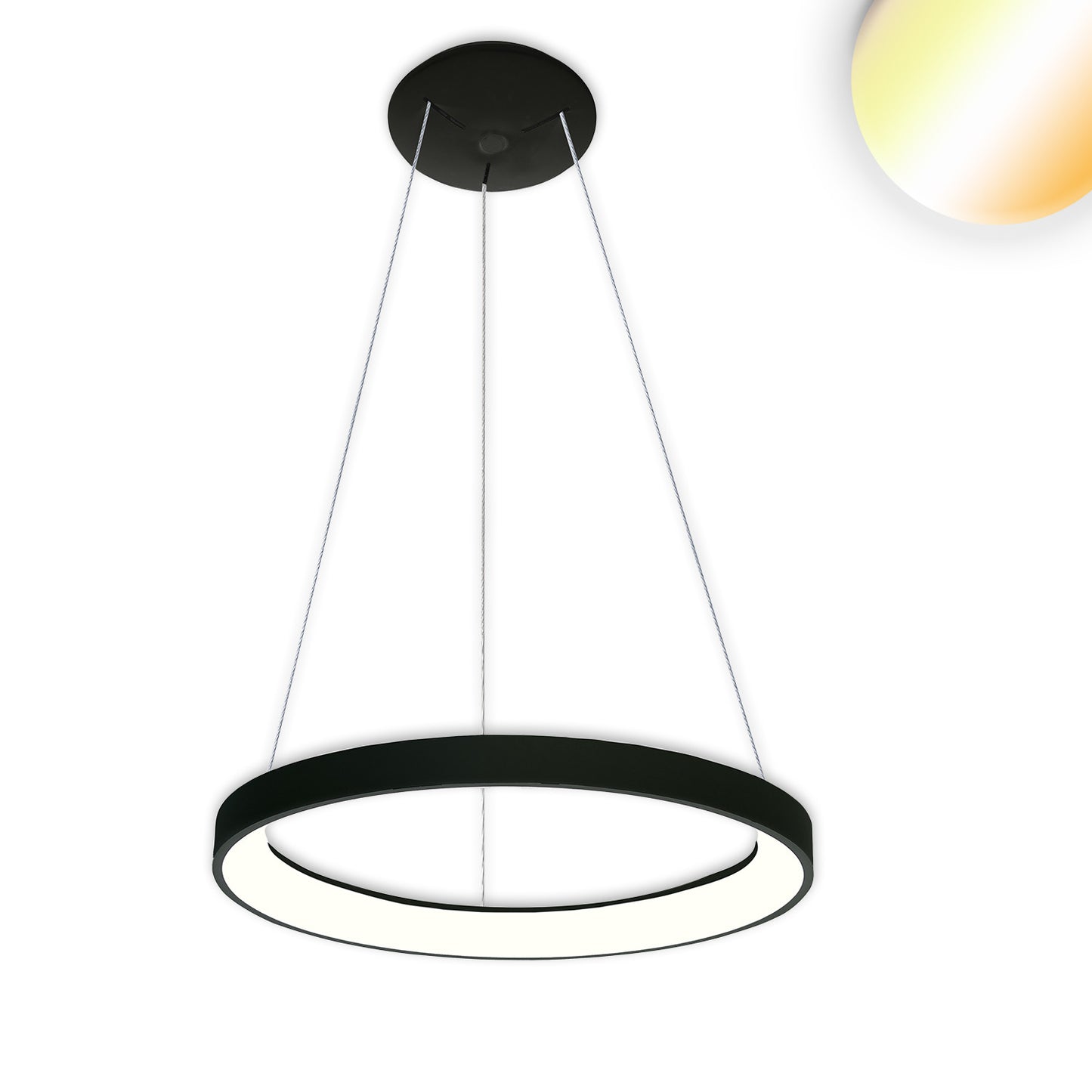LED Hängeleuchte Orbit 480, schwarz, 38W, rund, ColorSwitch 3000|3500|4000K, dimmbar - Lumimatic