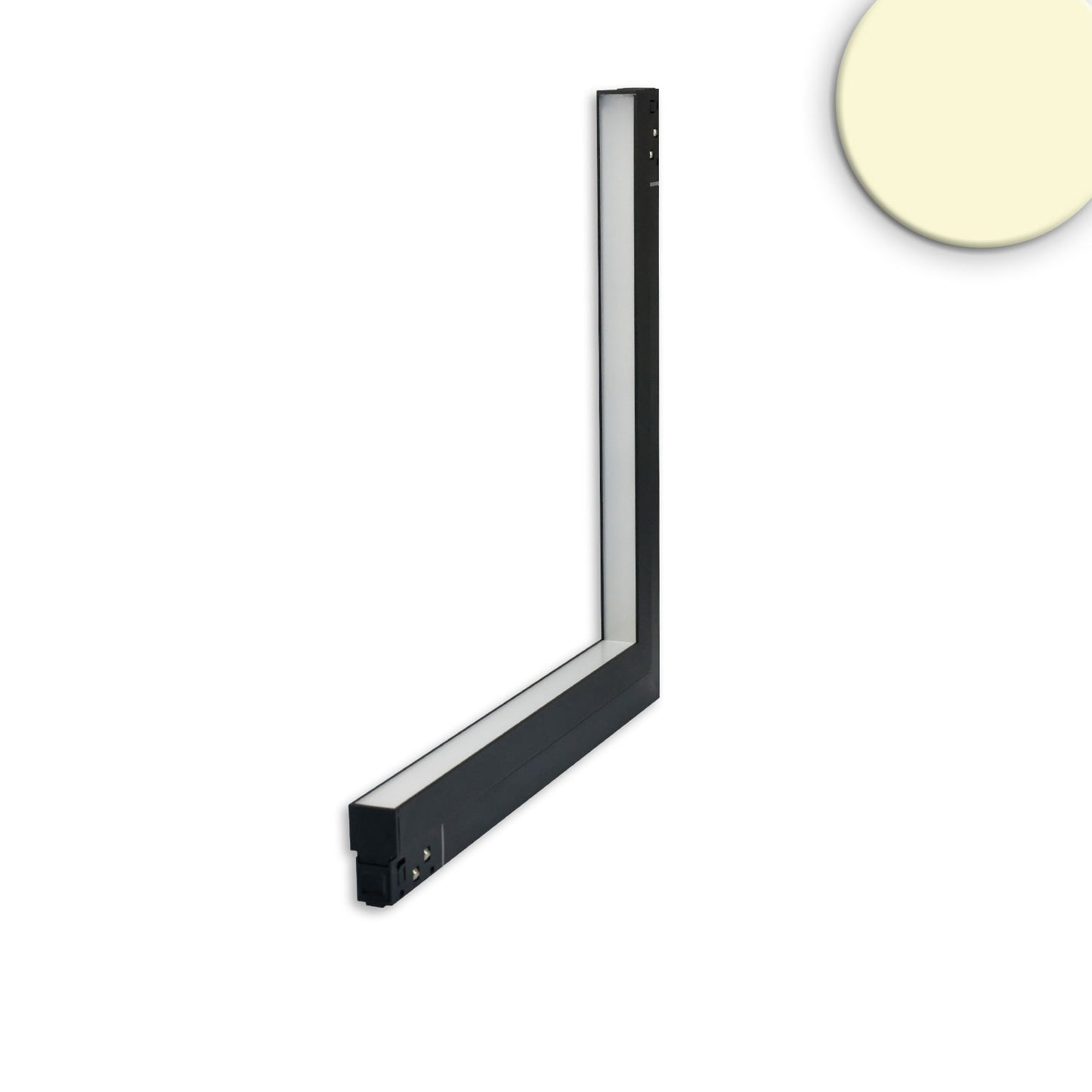 Track48 Eckleuchte 90° vertikal schwarz, 20W, 48V DC, 3000K, CRI90, DALI dimmbar - Lumimatic