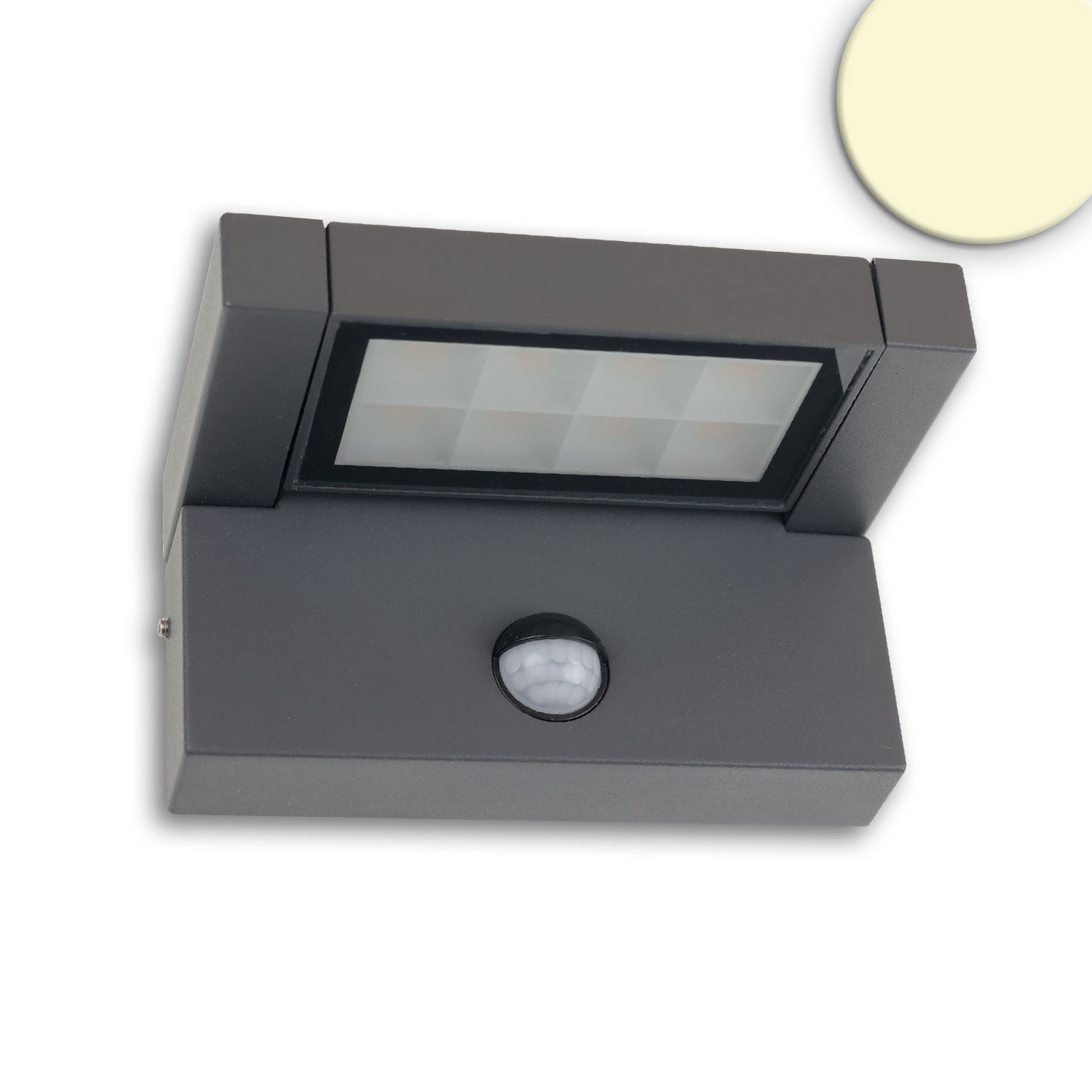 LED Wandleuchte mit einstellbarem PIR Bewegungs-/Helligkeitssensor, 12W, IP65, schwenkbar, warmweiß - Lumimatic
